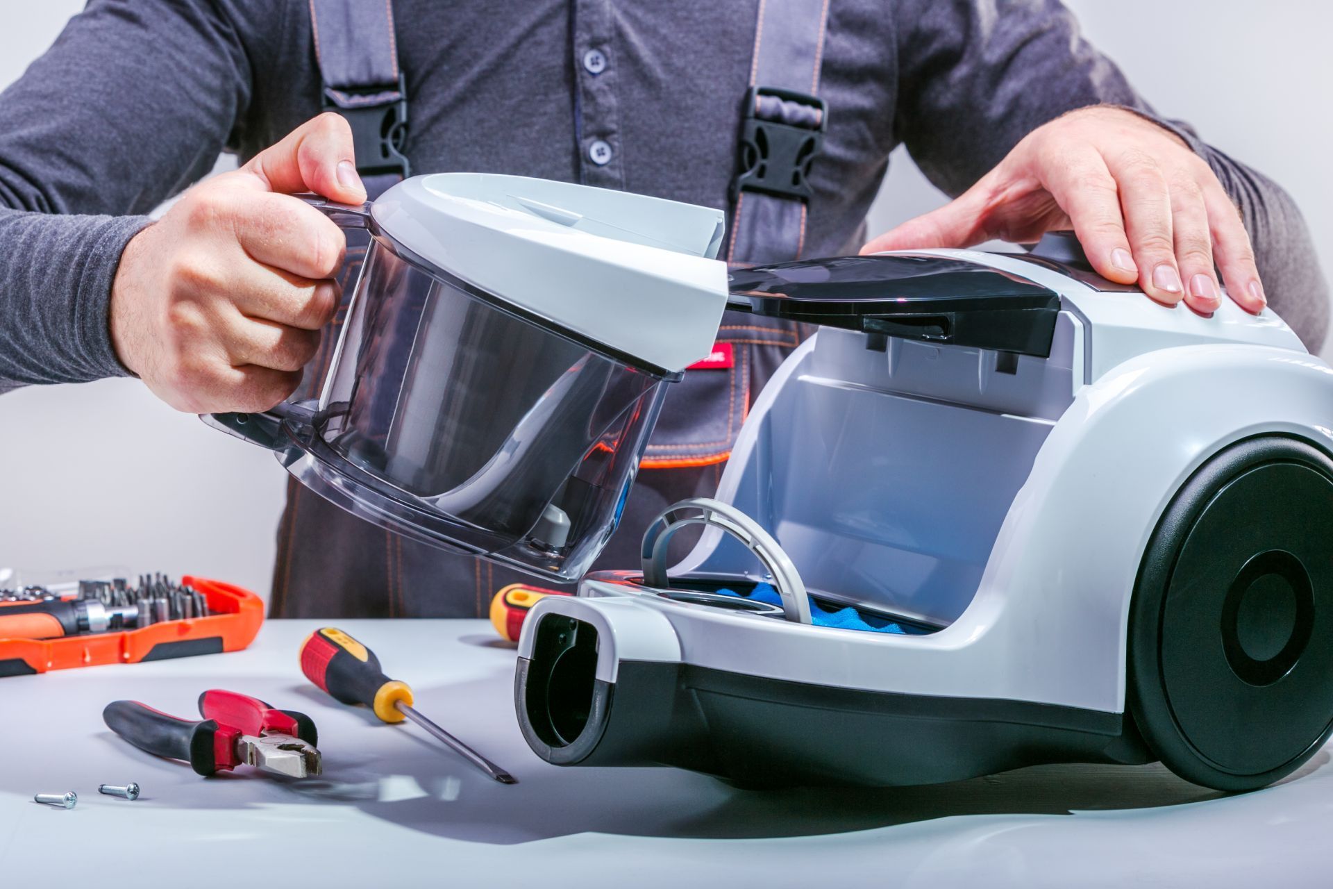 Appliance technician at work